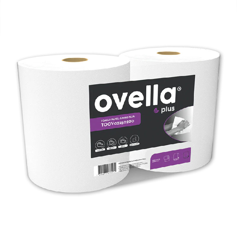 Toalla de Papel Hoja Simple, 2 rollos x 250 metros - Ovella