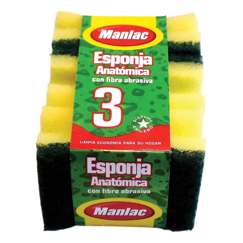 Esponja Anatómica Acanalada x 3 unidades - Manlac