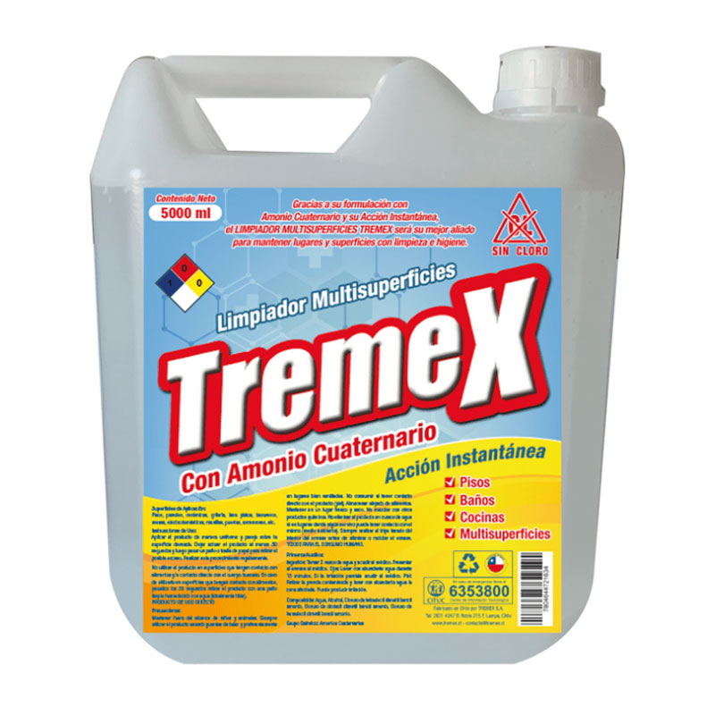 Limpiador Multisuperficies con Amonio Cuaternario - 5 lts - Tremex